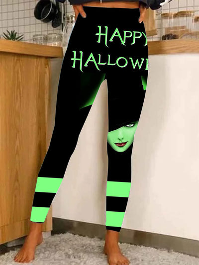 Women's Vintage Happy Halloween Print Casual Stretch Pants