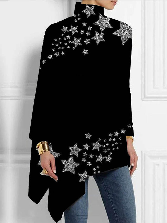 Women's Glitter Star print Long Sleeve  blouse Top
