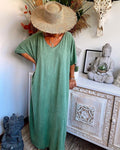 Plus Size Solid Color Casual Linen Long Dress