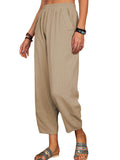 Casual Loose Solid Color Elastic Waist Pants