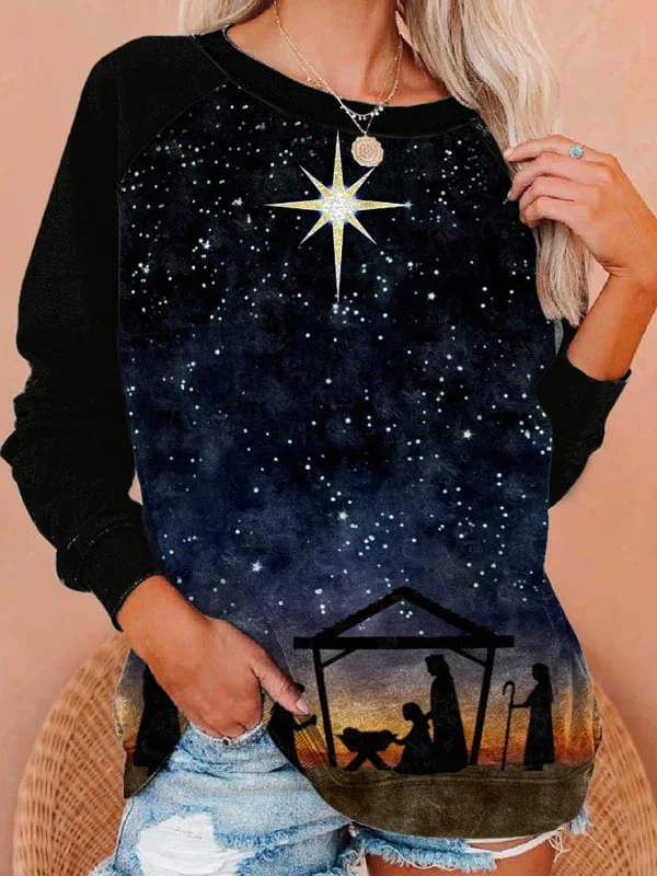 Women'S Nativity Print Sweatshirt