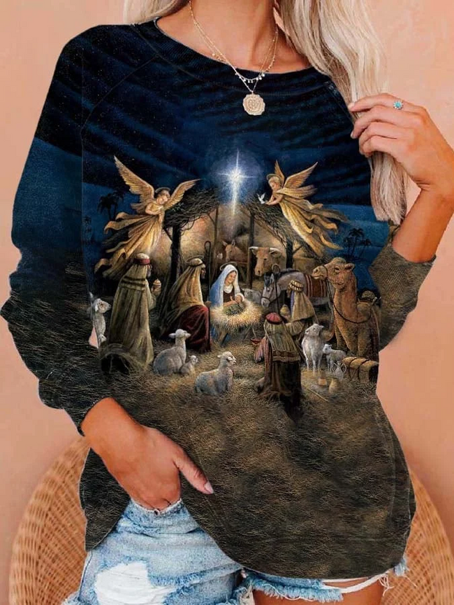 Women'S Jesus Print Sweatshirt