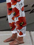 Casual Loose Pocket Floral Print Pants