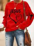 Women's Jesus Did It Print Casual Sweatshirt