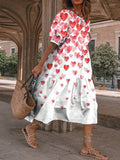 Comstylish Gradient Heart Print Midi Dress