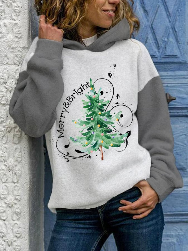 Women's Merry And Bright Christmas Tree🎄Casual Hoodie