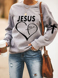 Women's Jesus Did It Print Casual Sweatshirt