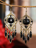 Openwork Diamond Set Alloy Earrings