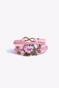Cherry Blossom Leather and Glass Combination Bracelet