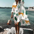 Comstylish Casual Printed Long Sleeve Shirt Dress