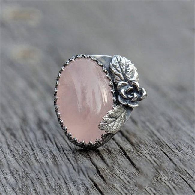 Vintage Oval Pink Crystal Ring