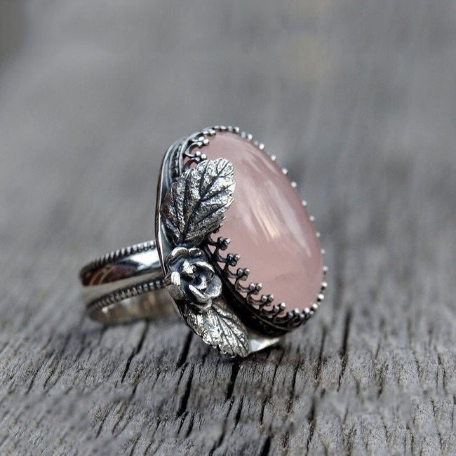 Vintage Oval Pink Crystal Ring