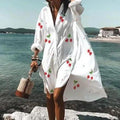 Comstylish Casual Printed Long Sleeve Shirt Dress