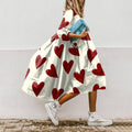 Comstylish Heart Print Loose Midi Dress