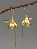 Magnolia simulation natural flowers Plain Earrings