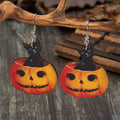 Halloween Ornament Wooden Cat Pumpkin Wooden Earrings