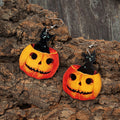 Halloween Ornament Wooden Cat Pumpkin Wooden Earrings
