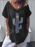 Women's Casual Cotton Linen Cactus Top