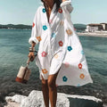 Comstylish Casual Printed Long Sleeve Shirt Dress