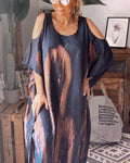 Tie-Dye Open-Arm Loose Maxi Dress