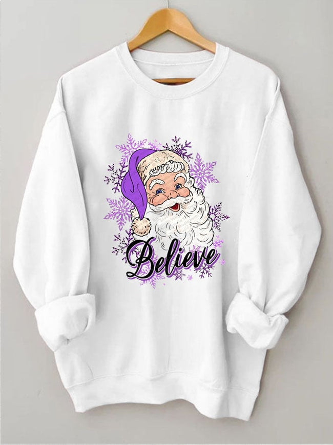 Purple Christmas Print Sweatshirt