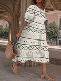 Comstylish Geometric Pattern Print Midi Dress