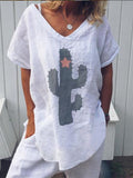 Women's Casual Cotton Linen Cactus Top