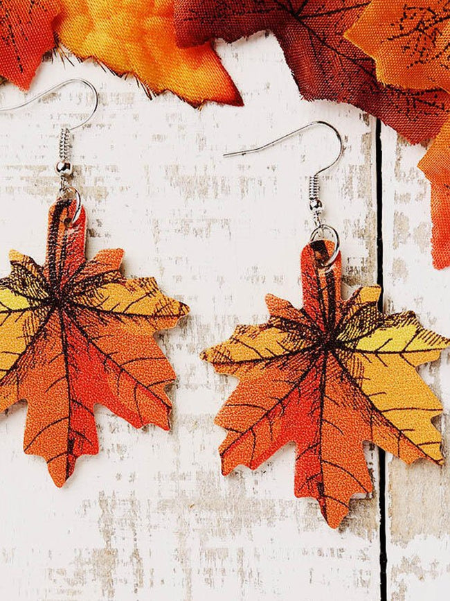 Autumn Maple Leather Earrings