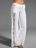 Women's Casual Lace Hollow Cotton And Hemp Trousers