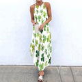 Comstylish St. Patrick's Day Shamrock Print Sleeveless Maxi Dress