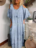 Women's Loose Maxi long Dress Cold Shoulder Dress