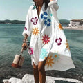 Comstylish Casual Printed Long Sleeve Shirt Dress