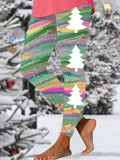 Women's Oil Painting Christmas Tree Print Leggings