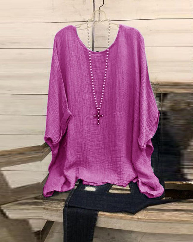 Women's Casual Solid Color Round Neck Half Sleeve Top