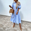 Comstylish Lapel Loose-fit Shirt Dress