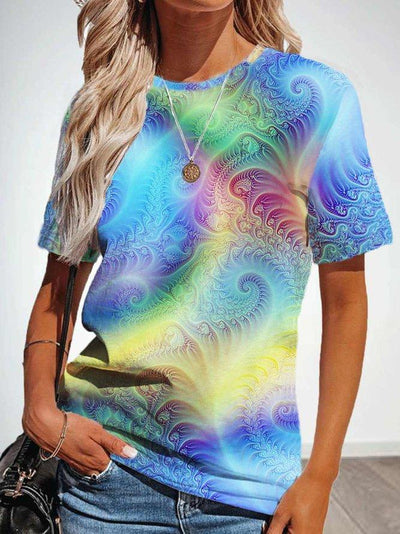 Women's  tie-dye Print  casual T-shirt