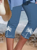 Resort Style Coconut Tree Midi Leggings