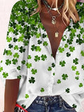 Women's  Casual Four-Leaf Clover Printed Loose Blouse