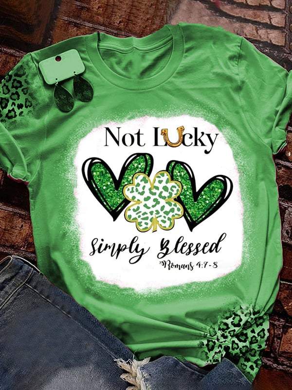 Women's  Clover Print Round Neck Short Sleeve Top