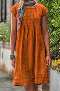 Vintage Casual Solid Linen Women Dresses