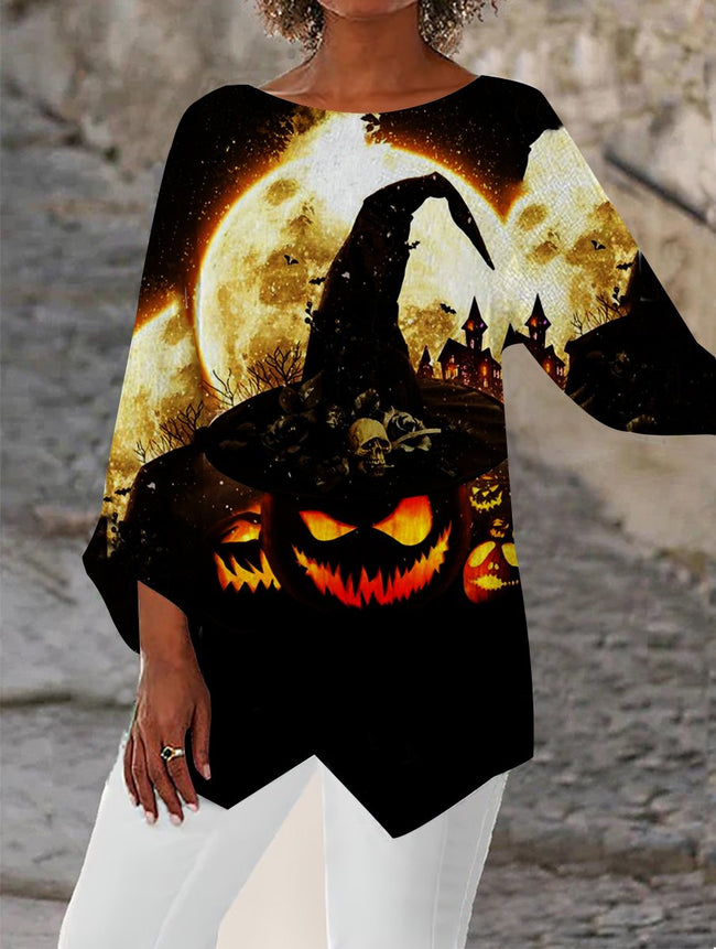 WOMEN'S HALLOWEEN ART PRINT CASUAL TOP