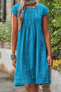 Vintage Casual Solid Linen Women Dresses