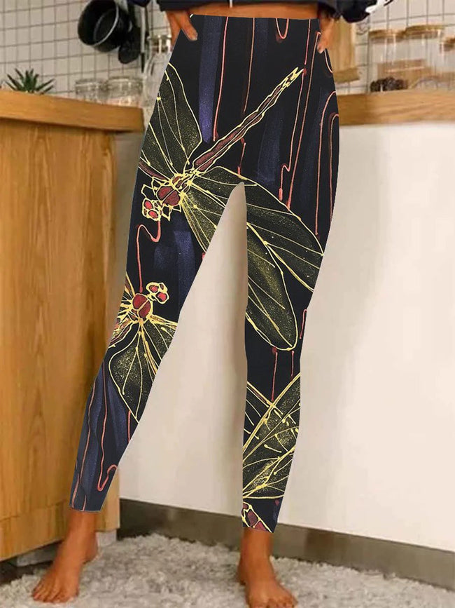 Women's Dragonfly Print Tight Yoga Pants