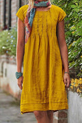 Vintage Casual Solid Linen Women Dresses