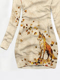 Women's Daily Vintage Maple Leaf Fox Print Hoodies