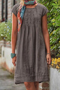 Vintage Casual Solid Linen Women Dresses