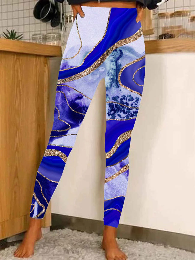 Womens Marble Print Stretch  Leggings