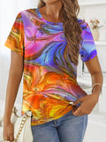 Women's  tie-dye Print  casual T-shirt