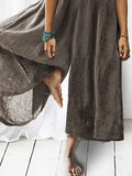 Women's Solid Color Half High Neck Cotton Linen Jumpsuit