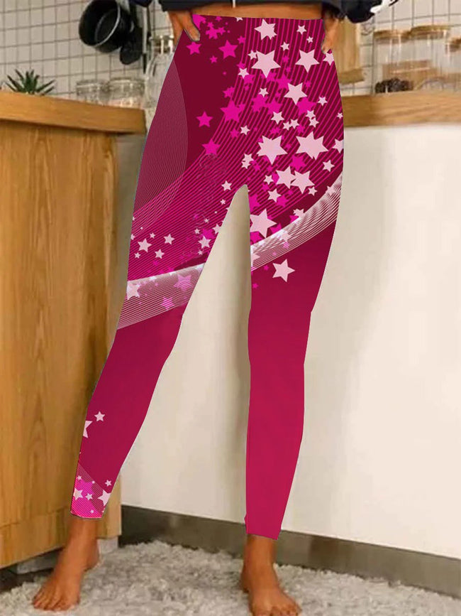 Women's Glitter Print Casual Stretch Pants Leggings